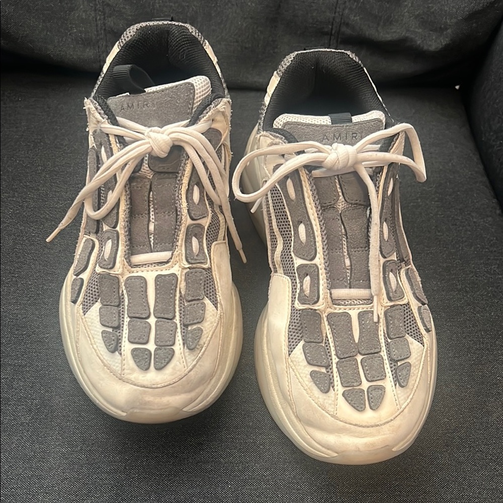 Amiri Gray and White Sneakers